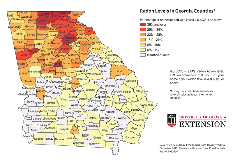 GA Radon Map Through 2022